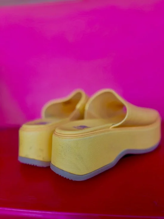 Sorel Yellow Platform Slide Mules - Picture 3 of 9